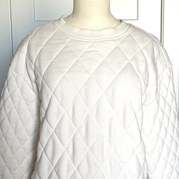 Athleta Retroplush Quilted Crewneck Sweatshirt Womens Size S Cream EUC - Picture 7 of 12